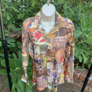 Vintage 70’s Sears Put On Shop Teen Hippie Boho Shirt WILDLY COLORFUL BOHO PRINT